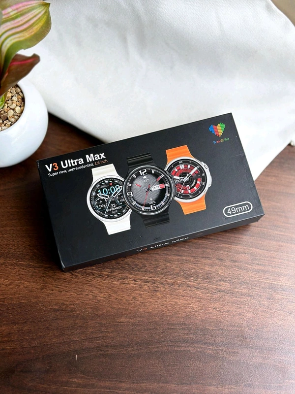 V3 Ultra Max Smart Watch 16 Inch Full Round Screen IP67 Waterproof Blood Pressure and Heart Rate Smart Watch - Gray