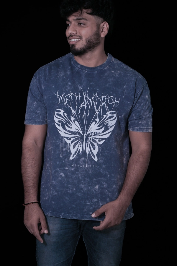 Mutantcobra Butterfly-Denim Blue - Acid Wash Oversized T-shirt - M