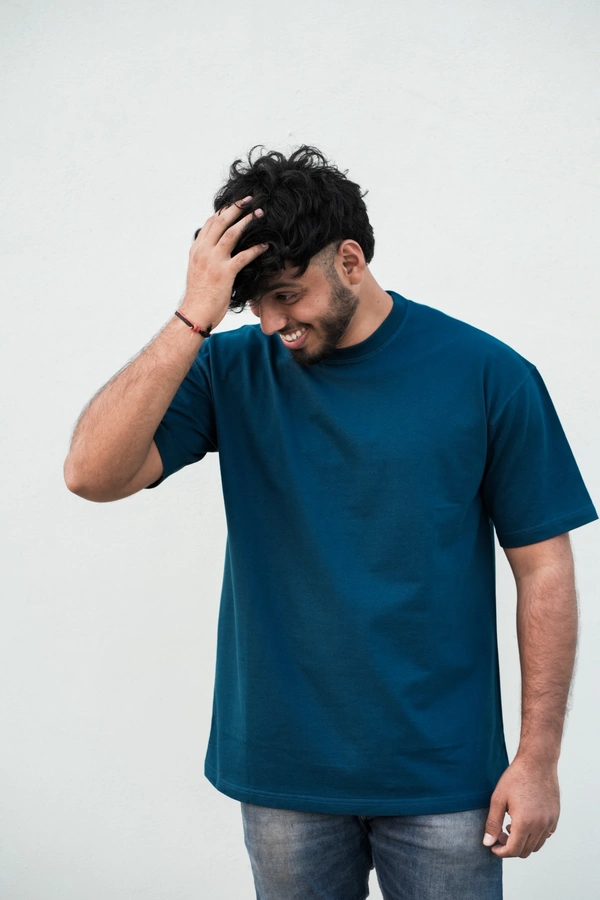 Mutantcobra Plain Petrol Blue - Unisex Oversized T - shirts 100% Premium Cotton - L