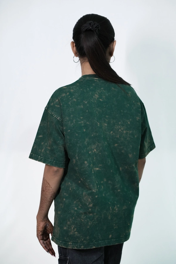 Mutantcobra Plain Bottle Green - Acid Wash Oversized T- Shirt - S