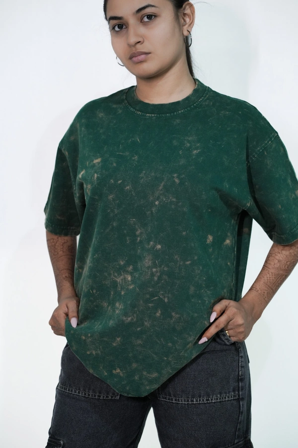 Mutantcobra Plain Bottle Green - Acid Wash Oversized T- Shirt - S