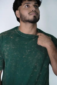 Mutantcobra Plain Bottle Green - Acid Wash Oversized T- Shirt - S