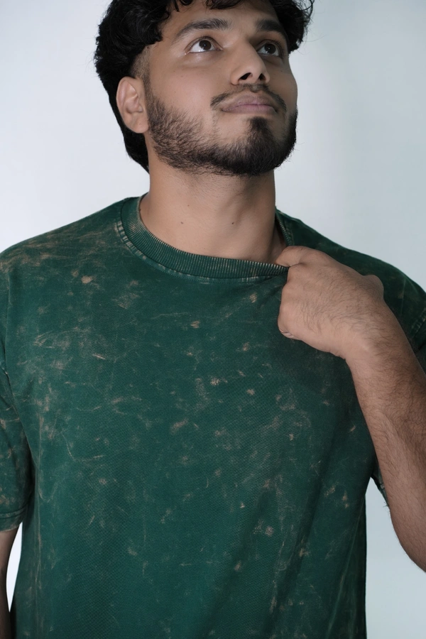 Mutantcobra Plain Bottle Green - Acid Wash Oversized T- Shirt - S