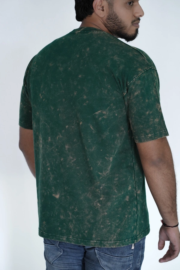 Mutantcobra Plain Bottle Green - Acid Wash Oversized T- Shirt - S