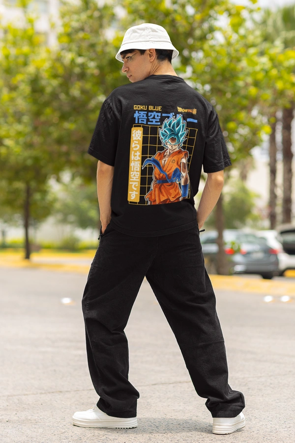 Mutantcobra Goku Blue - Unisex Oversized T-Shirt 100% Premium Cotton - S, Black
