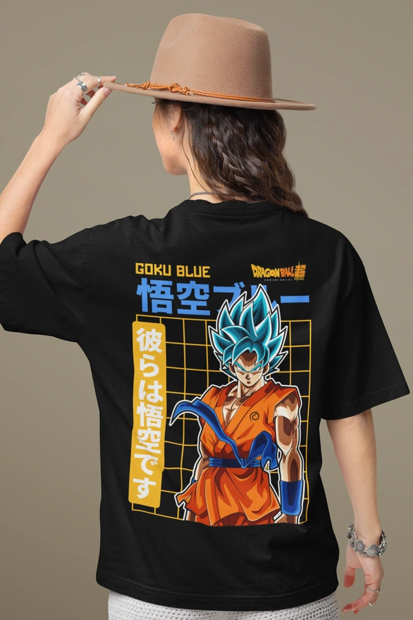 Mutantcobra Goku Blue - Unisex Oversized T-Shirt 100% Premium Cotton - S, Black