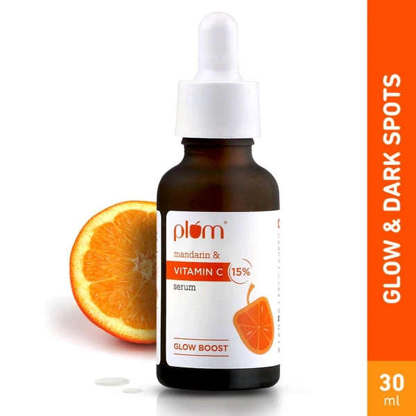 Plum Goodness Plum 15% Vitamin C Glow Face Serum Dermat Tested Fight Dark Spots, Pigmentation & Dull Skin (30ml) - 30ml