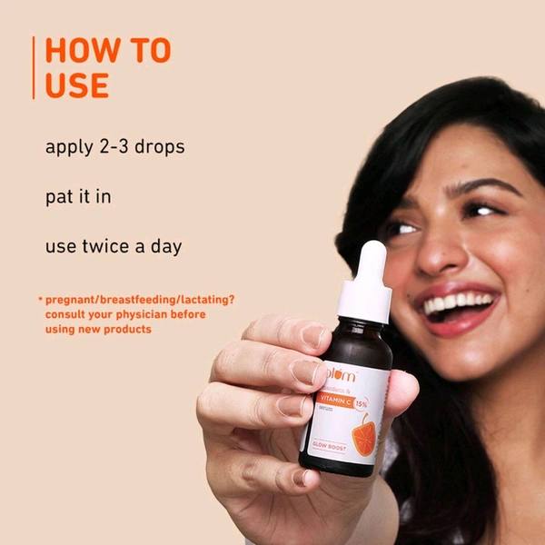 Plum Goodness Plum 15% Vitamin C Glow Face Serum Dermat Tested Fight Dark Spots, Pigmentation & Dull Skin (30ml) - 30ml