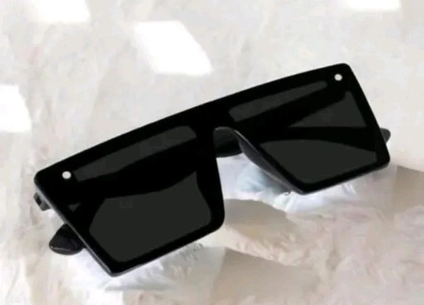 Men Black Leather Sunglasses  - Black, Free Size
