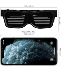 AUGEN LED Glasses, Bluetooth APP Connected LED Display Smart Glasses USB Rechargeable DIY Funky Eyeglasses for Party Club DJ Halloween Christmas(Text, Graffiti, Animation, Music Rhythm)