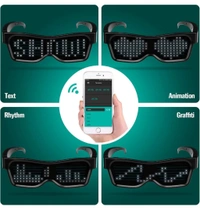 AUGEN LED Glasses, Bluetooth APP Connected LED Display Smart Glasses USB Rechargeable DIY Funky Eyeglasses for Party Club DJ Halloween Christmas(Text, Graffiti, Animation, Music Rhythm)