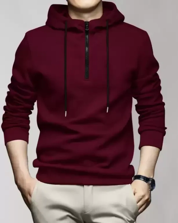  Hooded Neck Solid Men Maroon T-Shirt