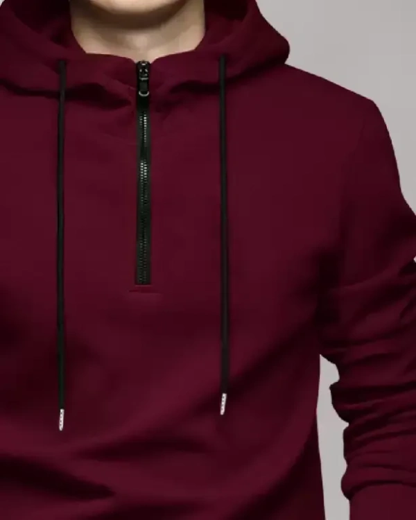  Hooded Neck Solid Men Maroon T-Shirt