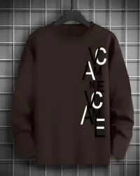  Round Neck Printed Men Brown T-Shirt