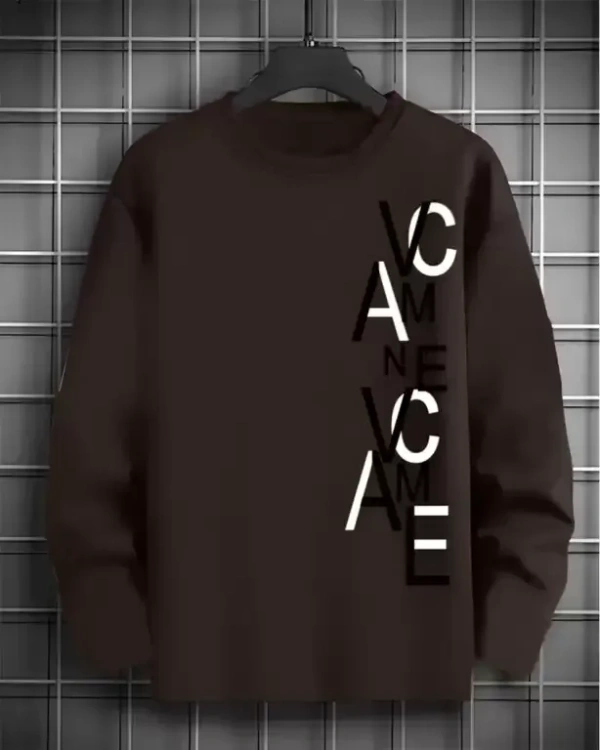  Round Neck Printed Men Brown T-Shirt