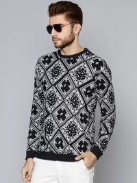  1 LEWEL Men's Stylish T-Shirt Printed Men Black T-Shirt