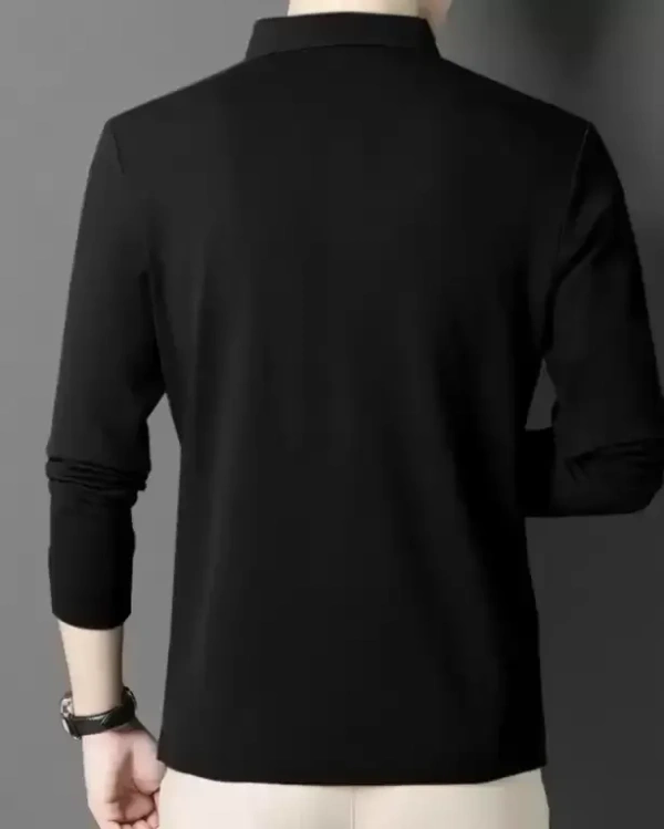  Polo Neck Solid Men Black T-Shirt