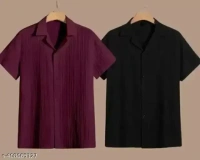  Self Design, Solid Men Self Design, Solid Casual Maroon Shirt