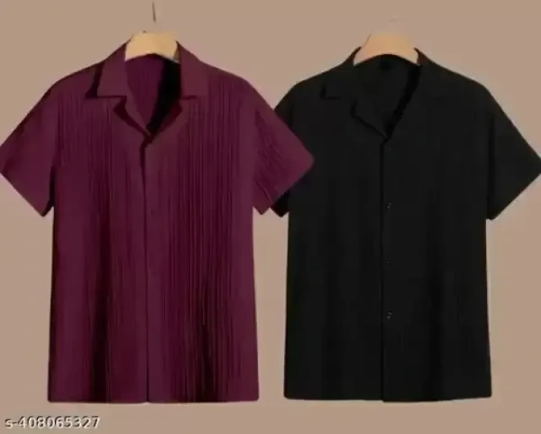  Self Design, Solid Men Self Design, Solid Casual Maroon Shirt