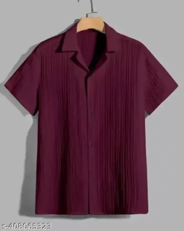 Self Design, Solid Men Self Design, Solid Casual Maroon Shirt