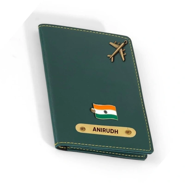 Krafitfy Customised Name & Charm Leather Passport Cover Holder for Men & Women | Personalised Birthday Gifts for Men