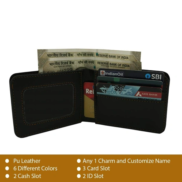Kraftify Personalized Men's Name Wallet and Keychain Combo Gift Set - Black