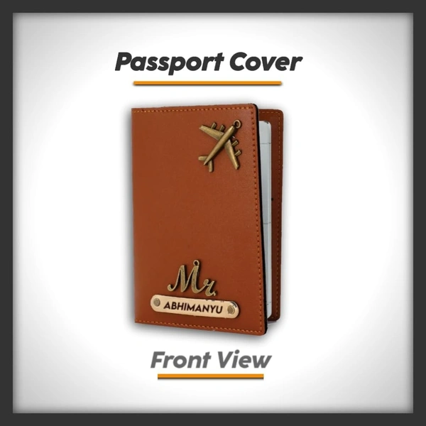 Krafitfy Customised Name & Charm Leather Passport Cover Holder for Men & Women | Personalised Birthday Gifts for Men