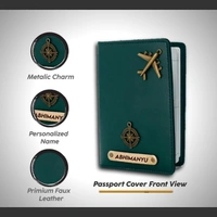 Krafitfy Customised Name & Charm Leather Passport Cover Holder for Men & Women | Personalised Birthday Gifts for Men