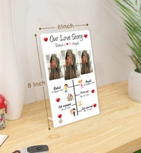 Kraftify Personalised 3 Photos trending Our Love Story Date, Name Photo Frame For Anniversary, Wedding, Valentine day, Love Personalized Collage Gift