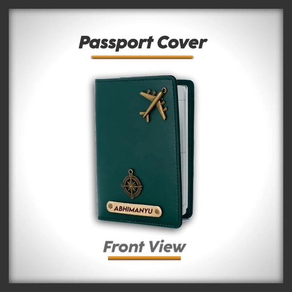 Krafitfy Customised Name & Charm Leather Passport Cover Holder for Men & Women | Personalised Birthday Gifts for Men