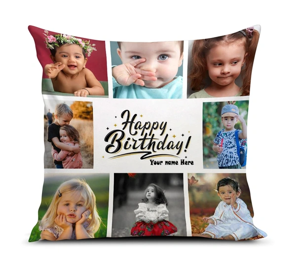 Kraftify Personalised Photo Cushion 12 X 12 Inch with 4 to 9 Photo Collage Personalized Best Gift for Love, Anniversary, Wedding, Couple, Birthday, Etc. - White