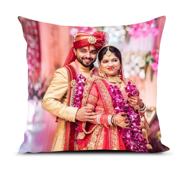 Kraftify Personalised Photo Cushion 12 X 12 Inch with 4 to 9 Photo Collage Personalized Best Gift for Love, Anniversary, Wedding, Couple, Birthday, Etc. - White