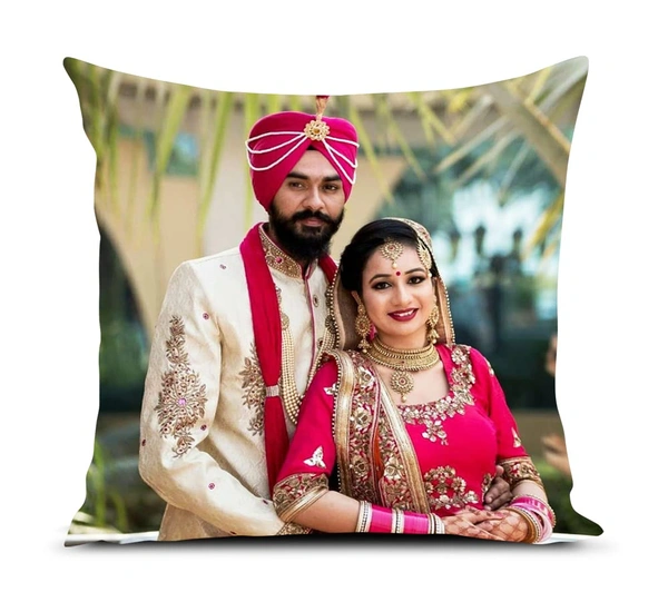 Kraftify Personalised Photo Cushion 12 X 12 Inch with 4 to 9 Photo Collage Personalized Best Gift for Love, Anniversary, Wedding, Couple, Birthday, Etc. - White
