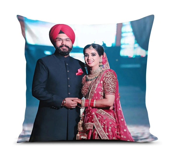 Kraftify Personalised Photo Cushion 12 X 12 Inch with 4 to 9 Photo Collage Personalized Best Gift for Love, Anniversary, Wedding, Couple, Birthday, Etc. - White, 12 x 12 Inch