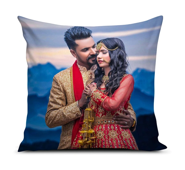 Kraftify Personalised Photo Cushion 12 X 12 Inch with 4 to 9 Photo Collage Personalized Best Gift for Love, Anniversary, Wedding, Couple, Birthday, Etc. - White