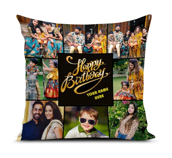 Kraftify Personalised Photo Cushion 12 X 12 Inch with 4 to 9 Photo Collage Personalized Best Gift for Love, Anniversary, Wedding, Couple, Birthday, Etc. - White