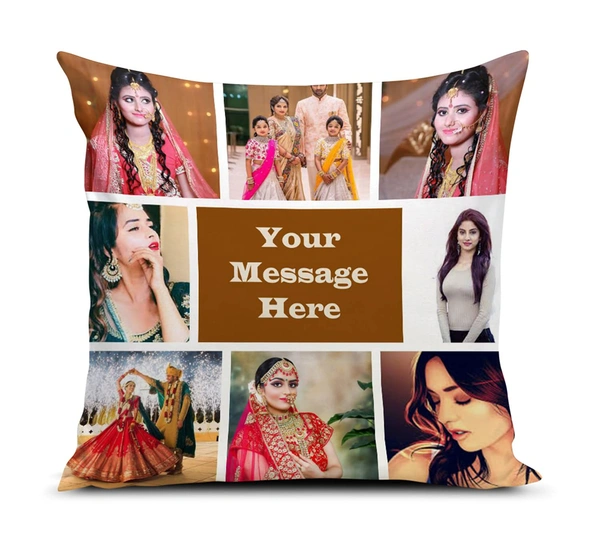 Kraftify Personalised Photo Cushion 12 X 12 Inch with 4 to 9 Photo Collage Personalized Best Gift for Love, Anniversary, Wedding, Couple, Birthday, Etc. - White