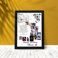 Krafitfy Kraftify Personalized 16 Photos, Birthday Date, Name Photo Collage Vertical Frame For Birthday Gift, Personalized Collage Gift, Wall Photo Frame (13X10, Black) (A4 Size Photo Print) For Photo Print Please Send Photo as per given instruction on image number 2. - 13 x 10 Inch