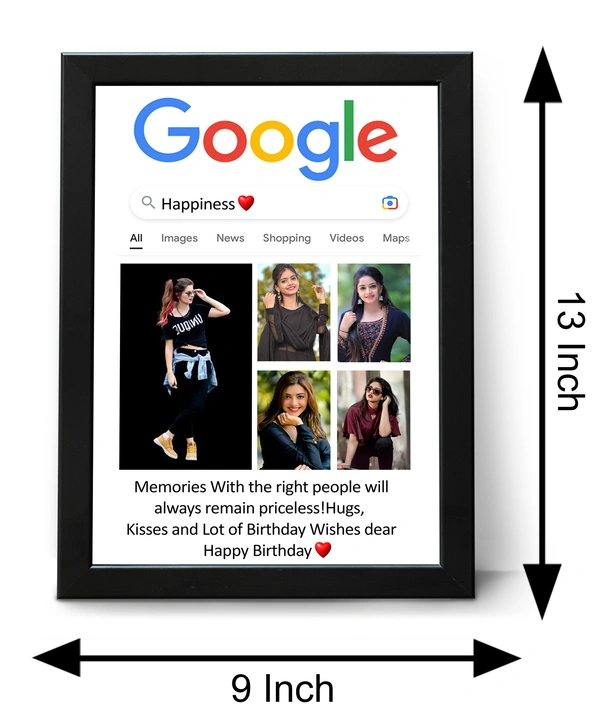 Krafitfy Kraftify Personalized 5 Photos trending Google Frame for Anniversary, Wedding, Valentine day, Love Personalized Collage Gift, Wall Photo Frame (13X10, Black) For Photo Print Please Send Photo as per given instruction on image number 2. - 13 x 10 Inch