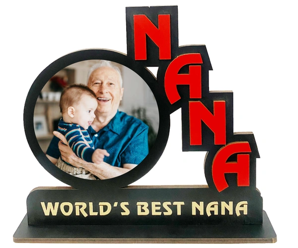 Krafitfy Kraftify Personalized Photo Printed Wooden Personalized Table Top Frame For Nana 8.5 x 7.5 Inch for Gift on Birthday, Anniversary, Welcome, Thanks Giving, Retairment