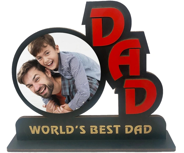 Krafitfy Kraftify Personalized Photo Printed Wooden Personalized Table Top Frame For Dad 8.5 x 7.5 Inch for Gift on Birthday, Anniversary, Welcome, Thanks Giving, Retairment - 8.5 X 7.5 Inch