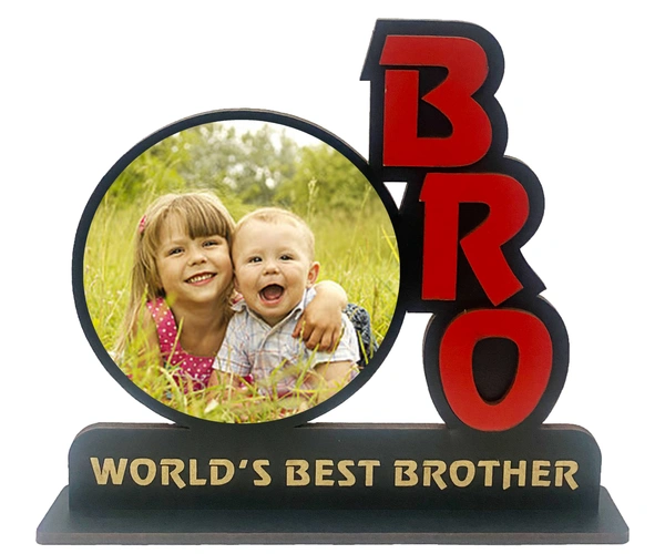 Krafitfy Kraftify Personalized Photo Printed Wooden Personalized Table Top Frame For Bro 8.5 x 7.5 Inch for Gift on Birthday, Anniversary, Welcome, Thanks Giving, Retairment - 8.5 X 7.5 Inch