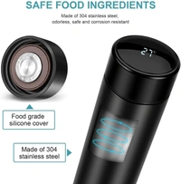 Kraftify Personalized Stainless Steel LED Temperature Water Bottle with Your Name Permanently Engraved with Temperature Display - Black