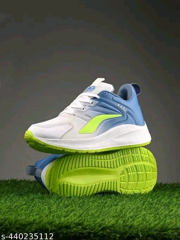 Men's White Green Comfortable Lightweight Outdoor Lace Up Classy Running, Walking & Gym Casual Sport Shoes - Green, IND6