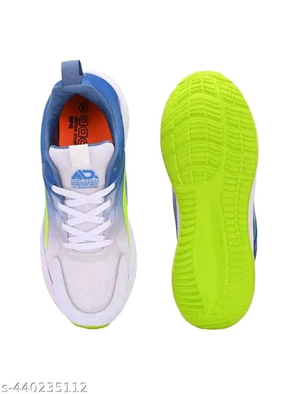 Men's White Green Comfortable Lightweight Outdoor Lace Up Classy Running, Walking & Gym Casual Sport Shoes - Green, IND6