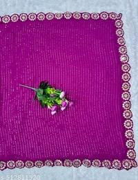 New fancy real mirror With sequnce work georgette fabric Saree For Women Fashion - Free, Magenta / Fuchsia
