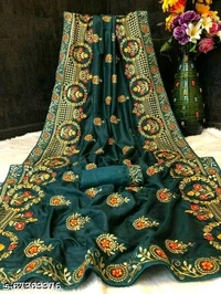vichitra silk saree - Teal, Free