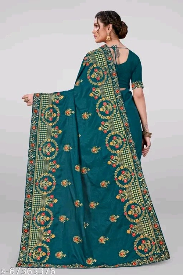 vichitra silk saree - Teal, Free