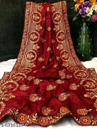 Vichitra Silk Saree - Free, maroon