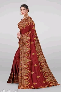 Vichitra Silk Saree - Free, maroon